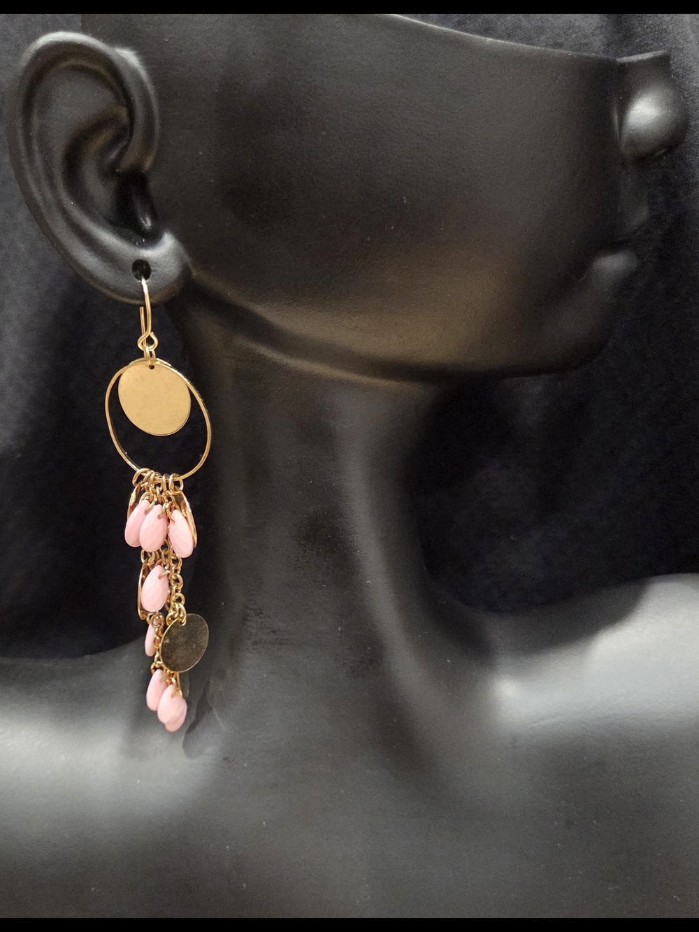 Gold & Pink Dangle Drop Earrings - Women Jewelry